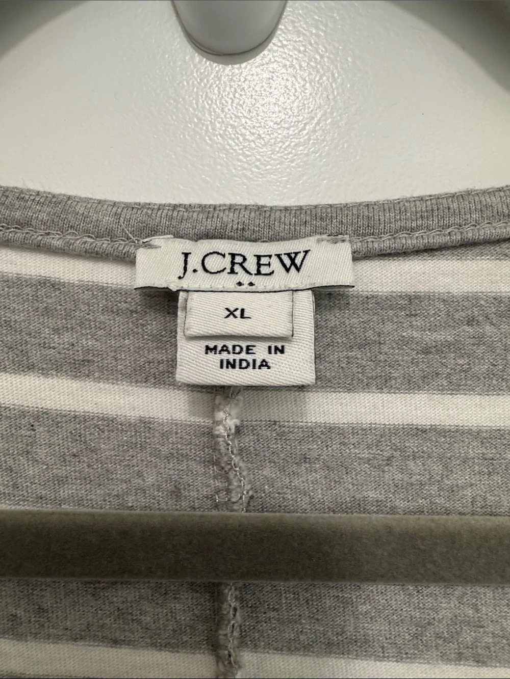 J Crew XL Gray & White Striped Ruffle-Sleeve Dress